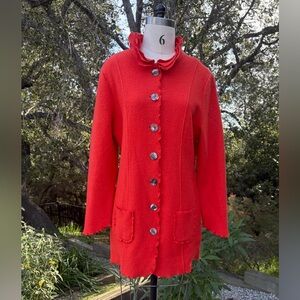Venario button-down coat with scallop detail - size M